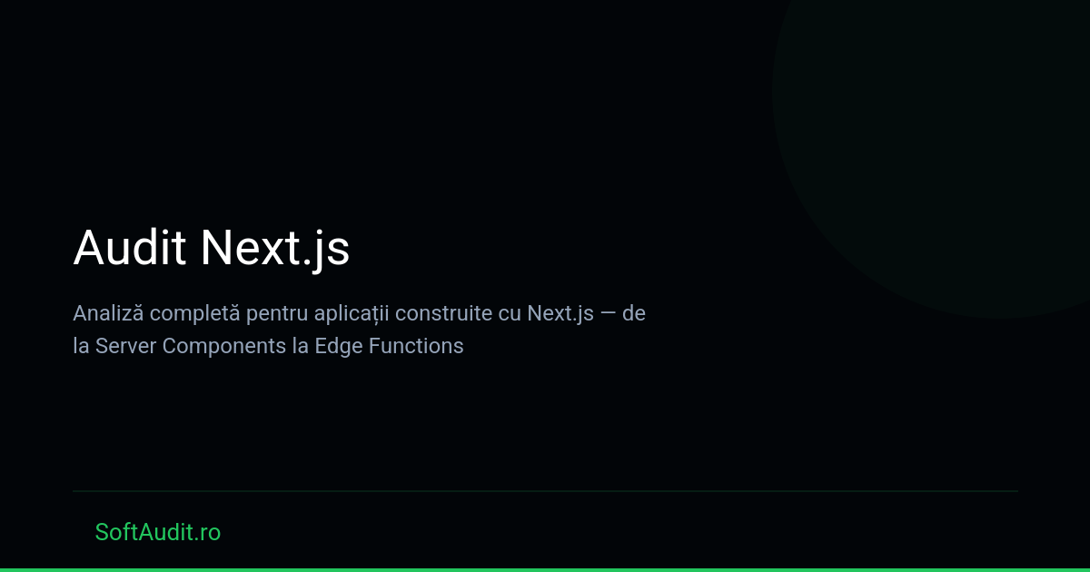 Audit Next.js — SoftAudit.ro