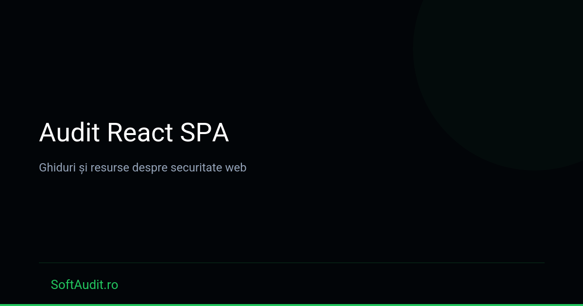 Audit React SPA — SoftAudit.ro